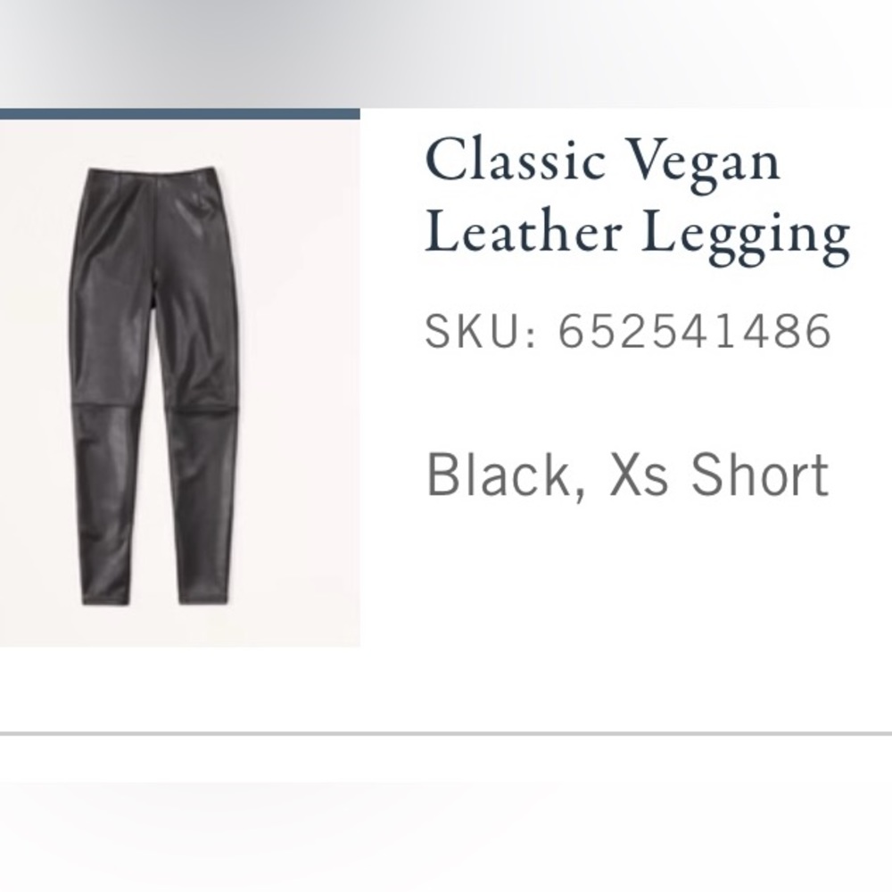 Abercrombie and Fitch Vegan Leather Legging Pants. NWT. XS short